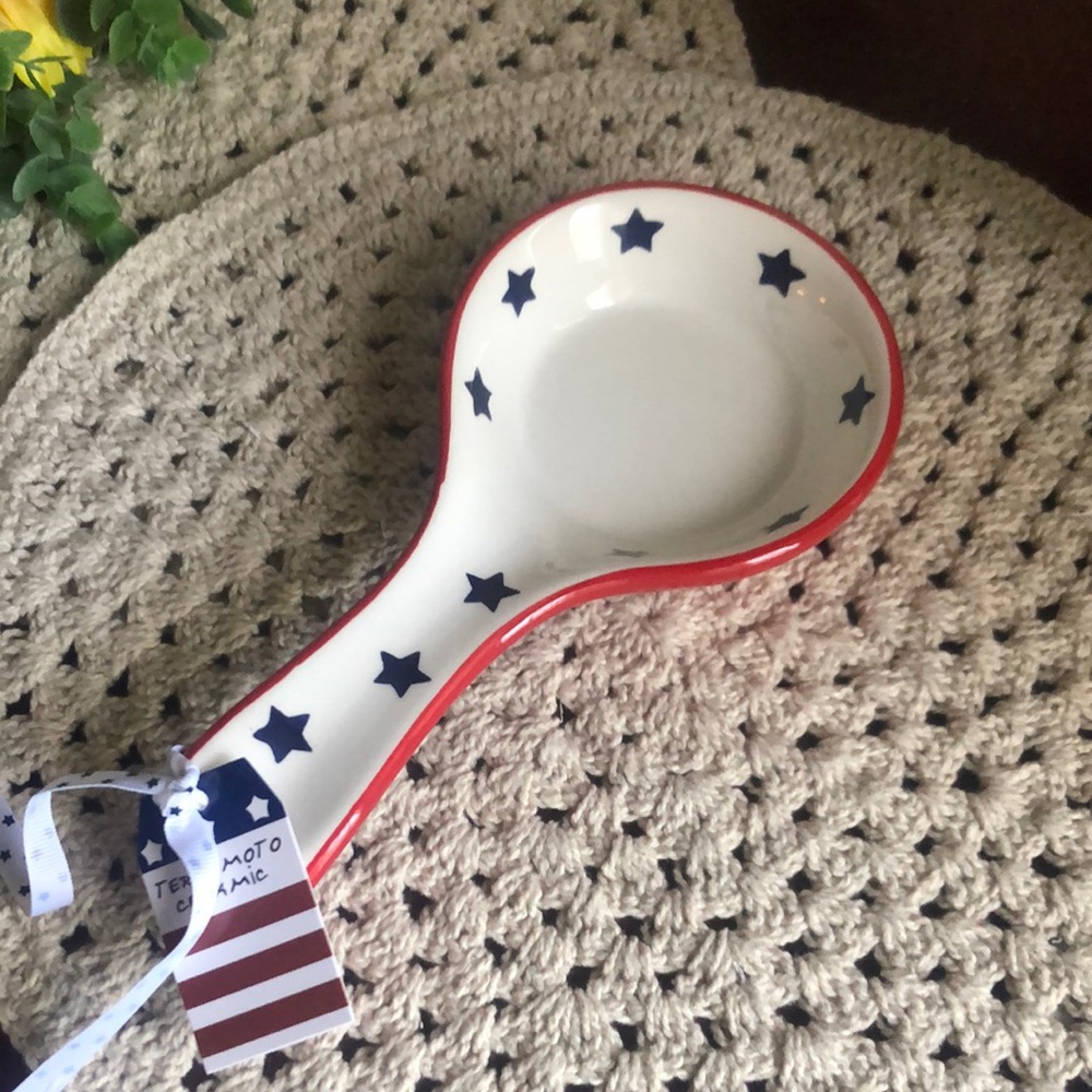 Terramoto Star Pattern Patriotic Ceramic Spoon Rest